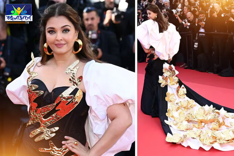 Cannes 2024: Aishwarya graced the red carpet with golden flowers