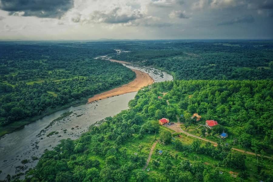 In this monsoon, you can see the river flowing through the dense green forest at Baradi Hill
